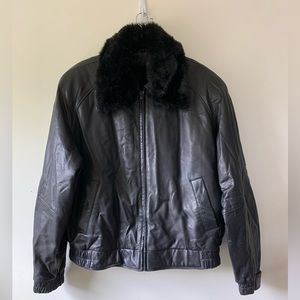 Raffaelo leather jacket with detachable faux fur collar